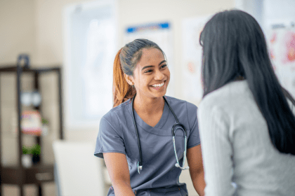 Nursing student and patient